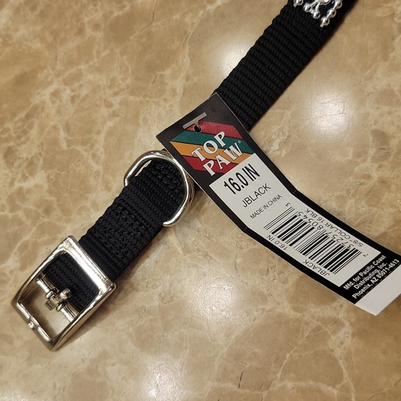 Top Paw jet black 16" dog collar - small dog/large cat - Picture 10 of 12